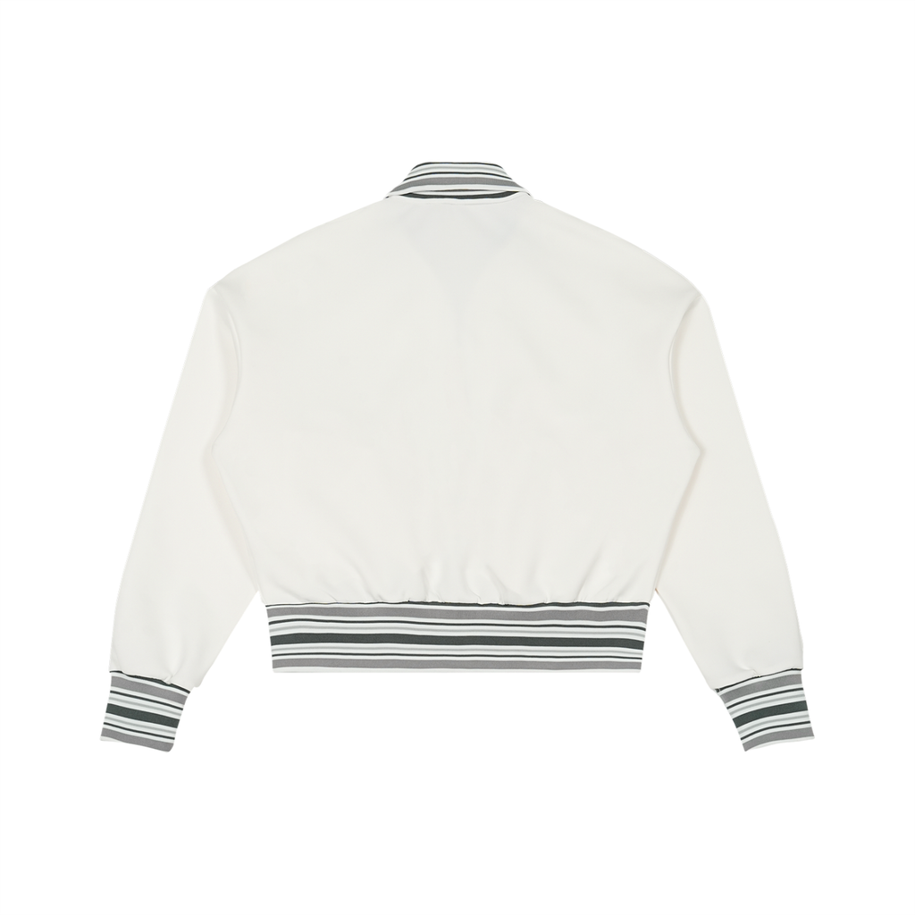 MIRAJE Striped Rib Collar Zip Jacket