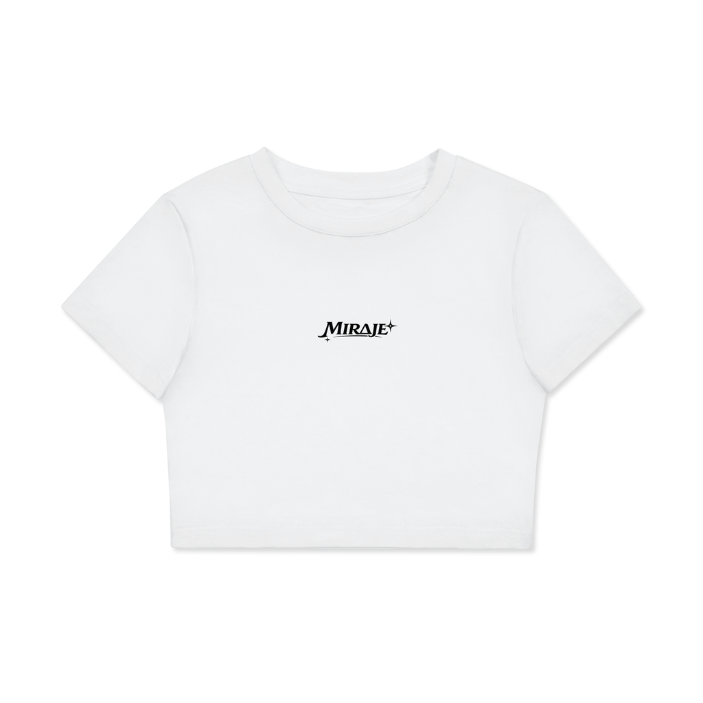 MIRAJE Fitted Crop Cotton T-Shirt (Black Letters)