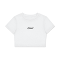 MIRAJE Fitted Crop Cotton T-Shirt (Black Letters)
