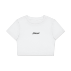 MIRAJE Fitted Crop Cotton T-Shirt (Black Letters)