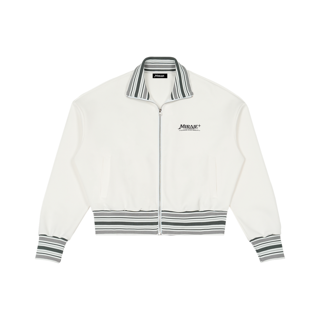 MIRAJE Striped Rib Collar Zip Jacket