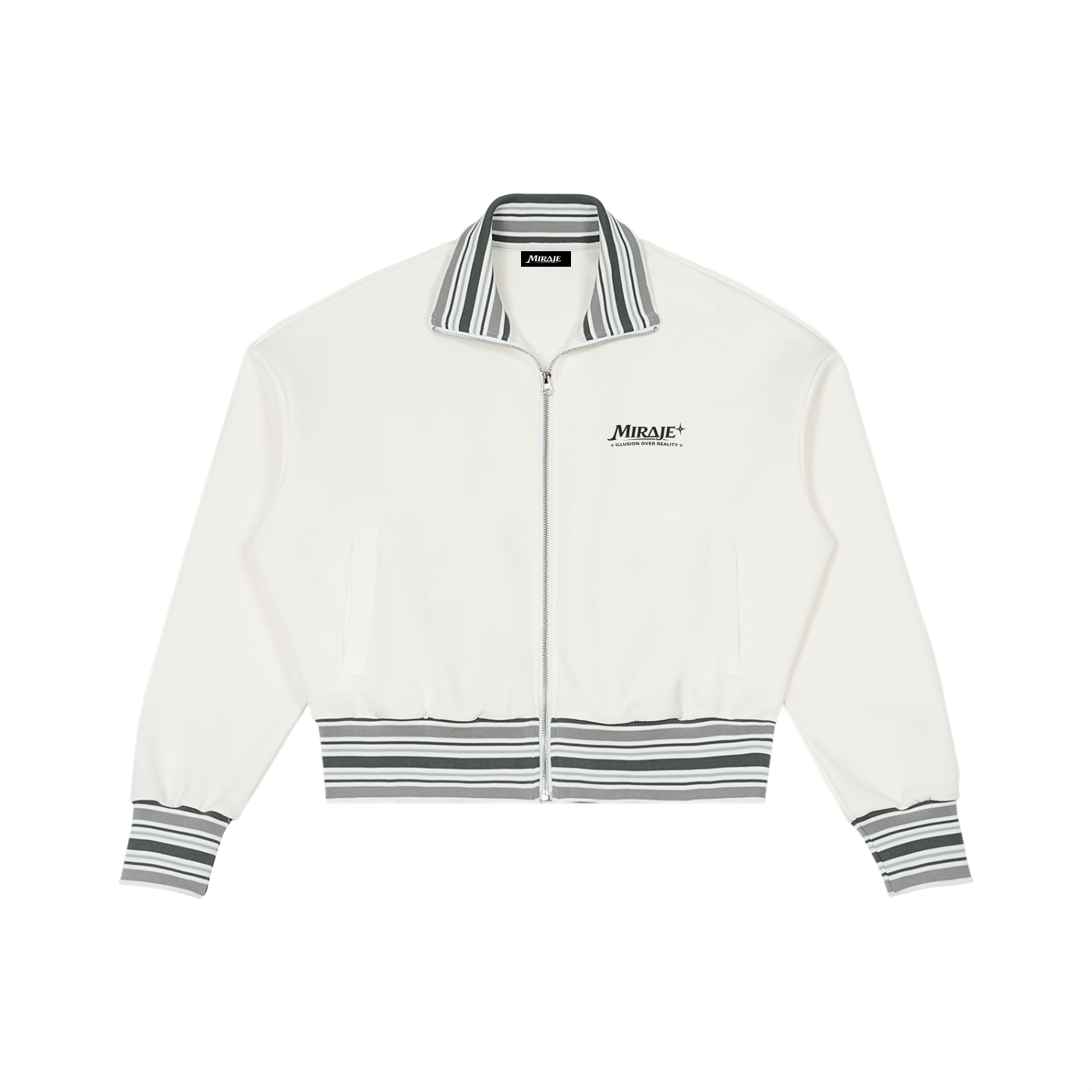 MIRAJE Striped Rib Collar Zip Jacket