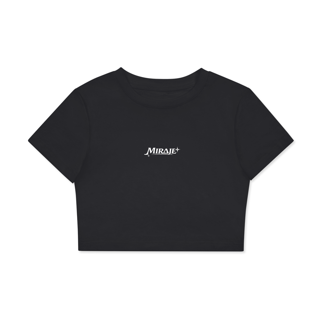MIRAJE Fitted Crop Cotton T-Shirt (White Letters)