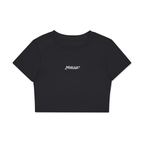 MIRAJE Fitted Crop Cotton T-Shirt (White Letters)