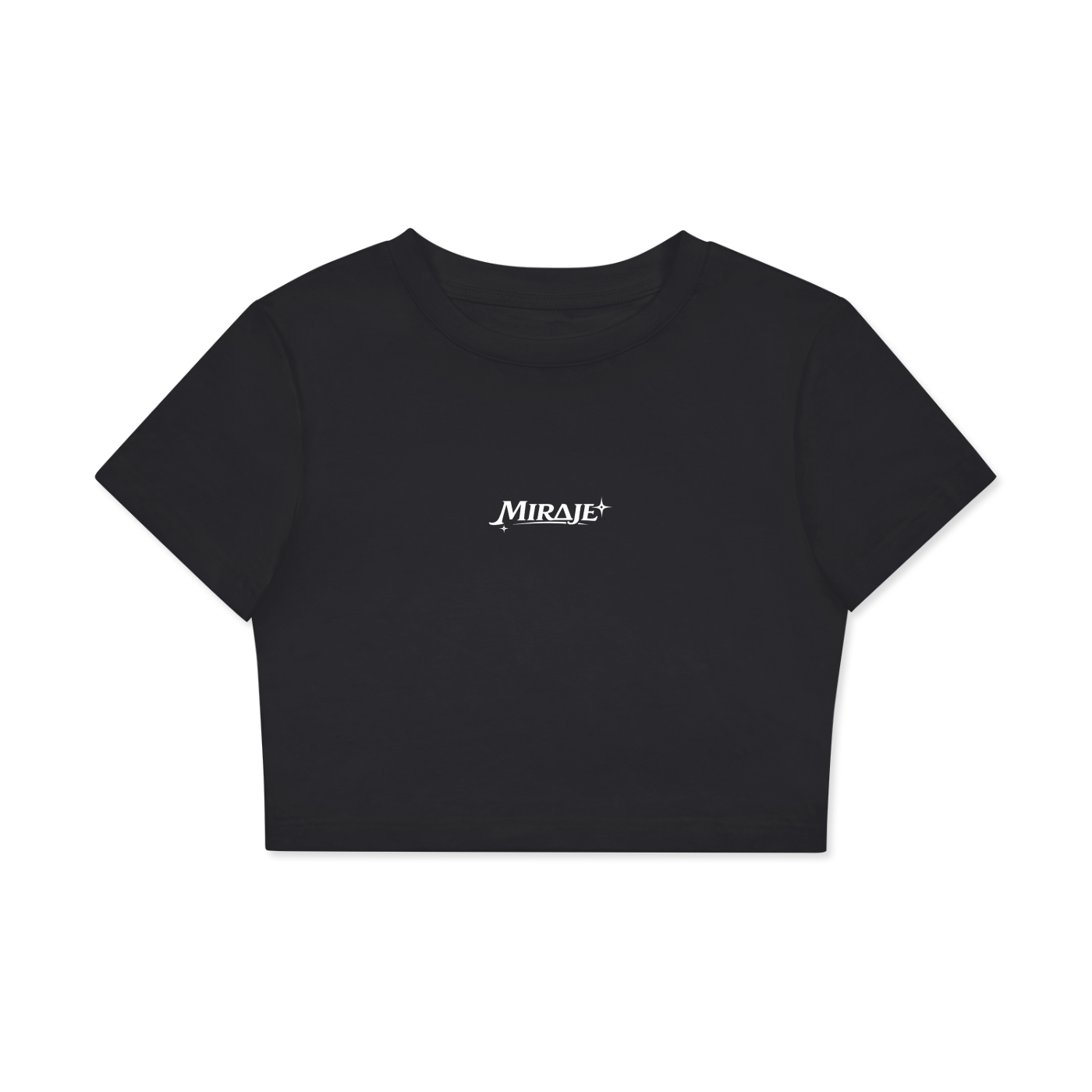 MIRAJE Fitted Crop Cotton T-Shirt (White Letters)