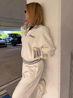 MIRAJE Striped Rib Collar Zip Jacket